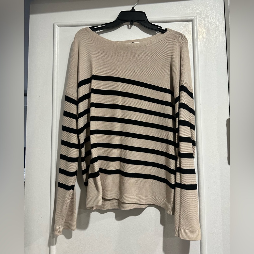 Striped Black and Cream Women's Sweater